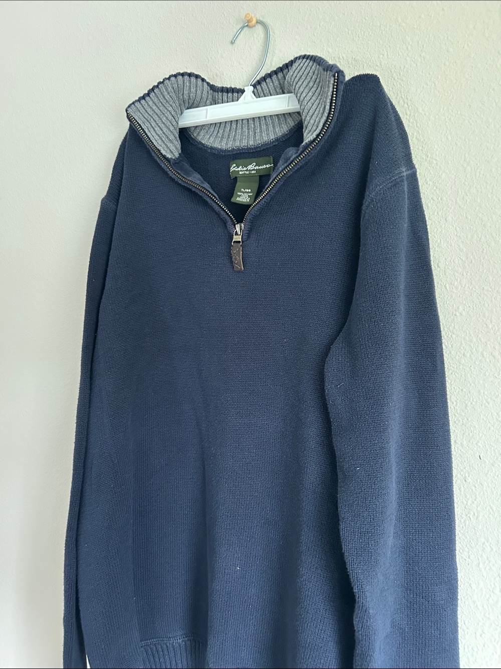 Eddie Bauer Navy Half-Zip Pullover Sweater with Contrast Collar - Picture 8 of 8